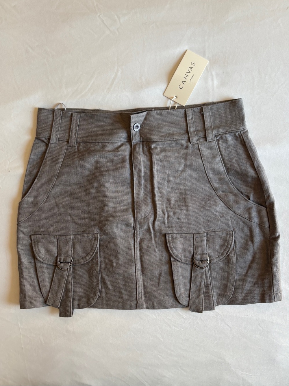Canvas Apparel Gray Cargo Mini Skirt NWT Pocket Detail Utility Streetwear